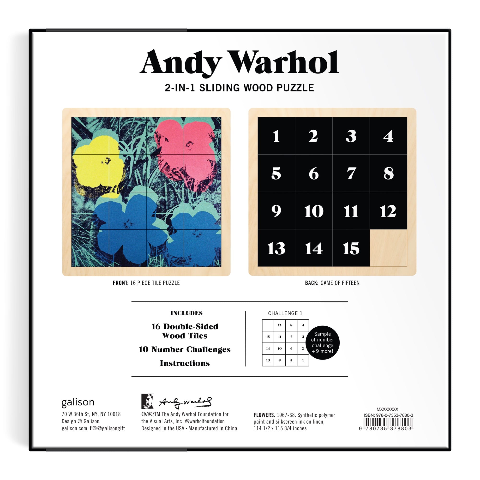 galison-andy-warhol-flowers-2-in-1-holzpuzzle-schiebepuzzle-16-teile image 7