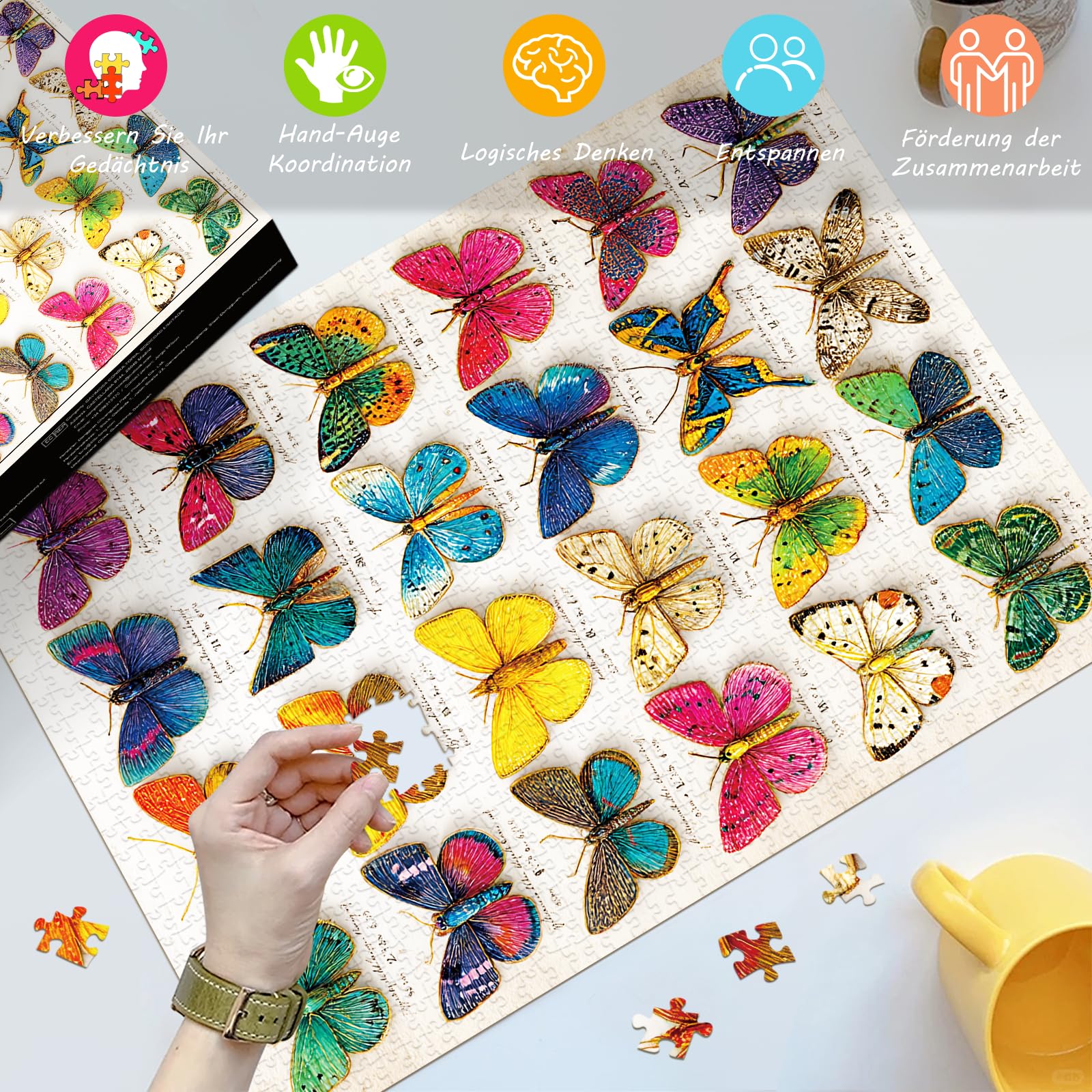 huadada-1000-teile-puzzle-schmetterlingsexemplar-70x50-cm-retro image 2