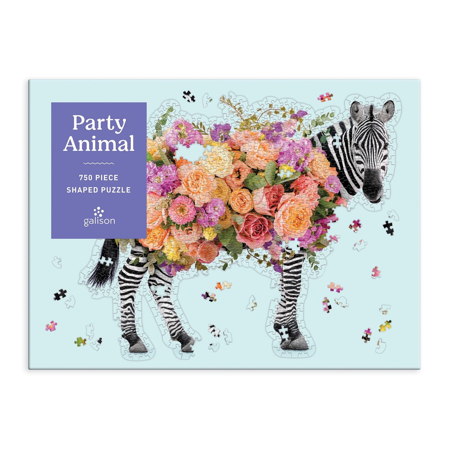 galison-party-animal-750-teile-puzzle-sonderform-zebra image 2