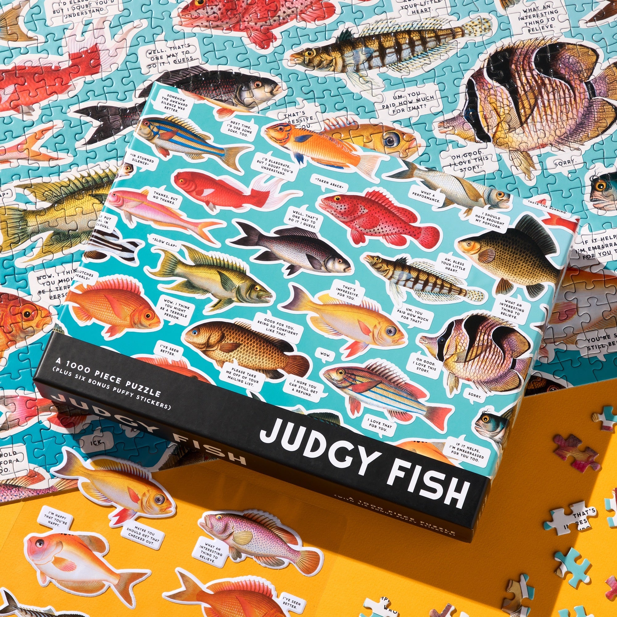 galison-judgy-fish-1000-teile-puzzle-fische-mit-stickern image 4
