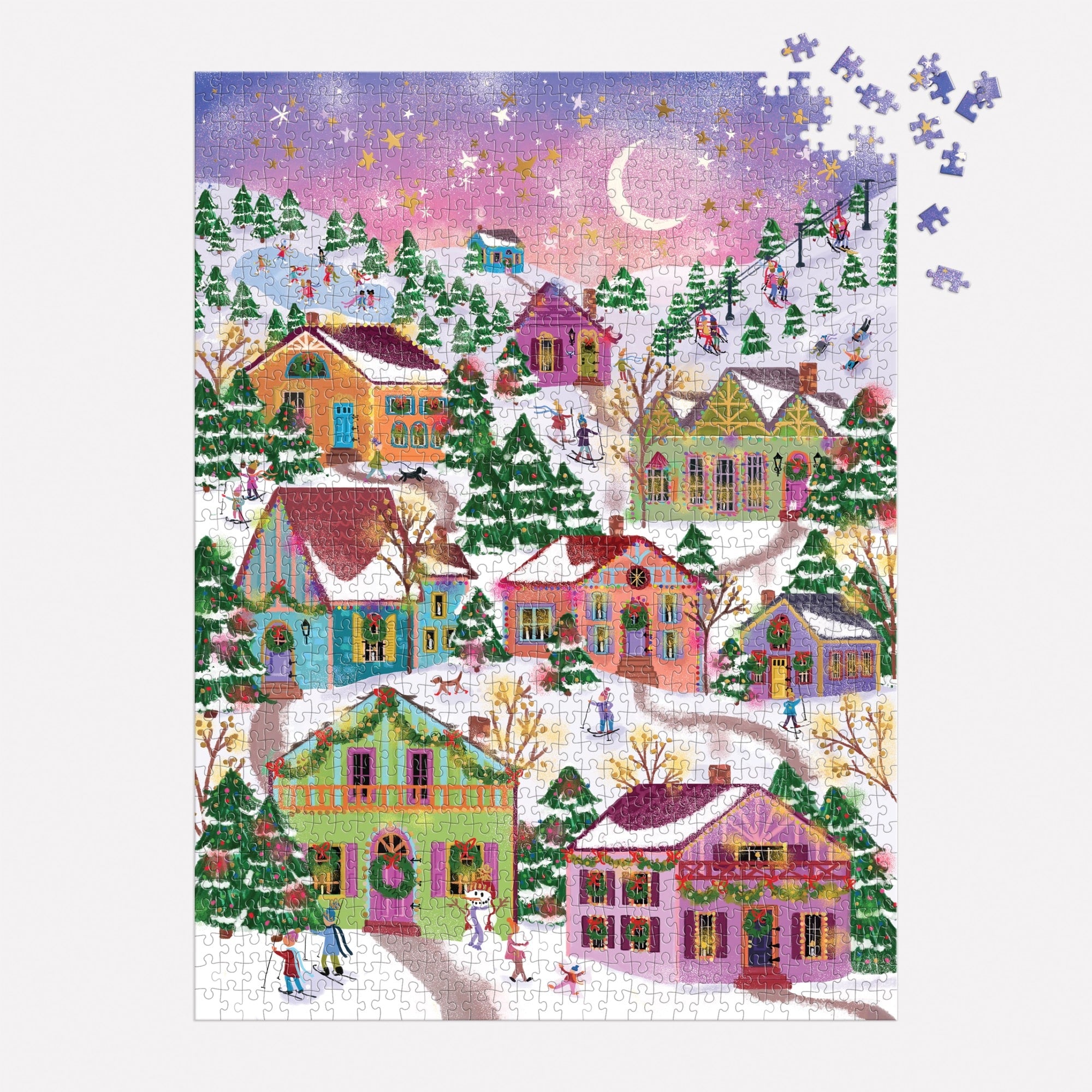 galison-snowcap-village-puzzle-1000-teile-winter-foil image 4
