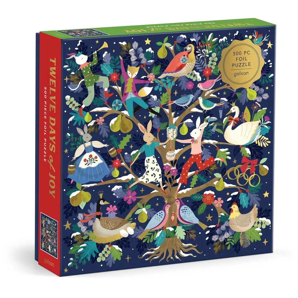 galison-12-days-of-joy-foil-puzzle-500-teile-weihnacht image 1