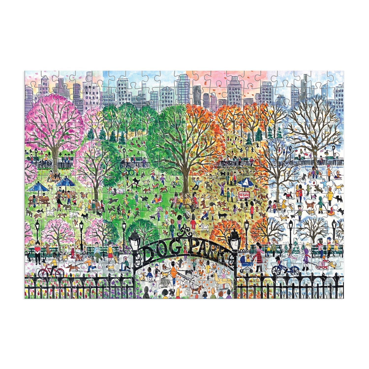 galison-dog-park-250-teile-holzpuzzle-jahreszeiten image 2