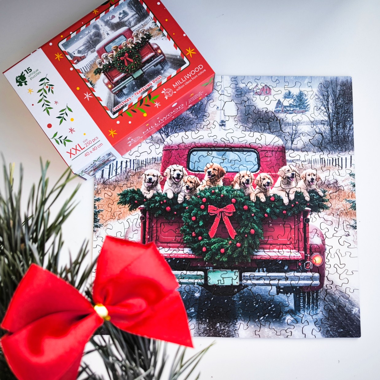 milliwood-christmas-truck-mit-labradoren-holzpuzzle-250-teile image 7