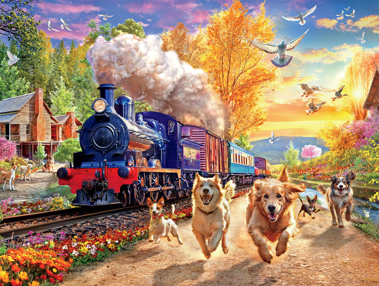 buffalo-games-dog-days-racing-train-puzzle-750-teile-hunde image 1