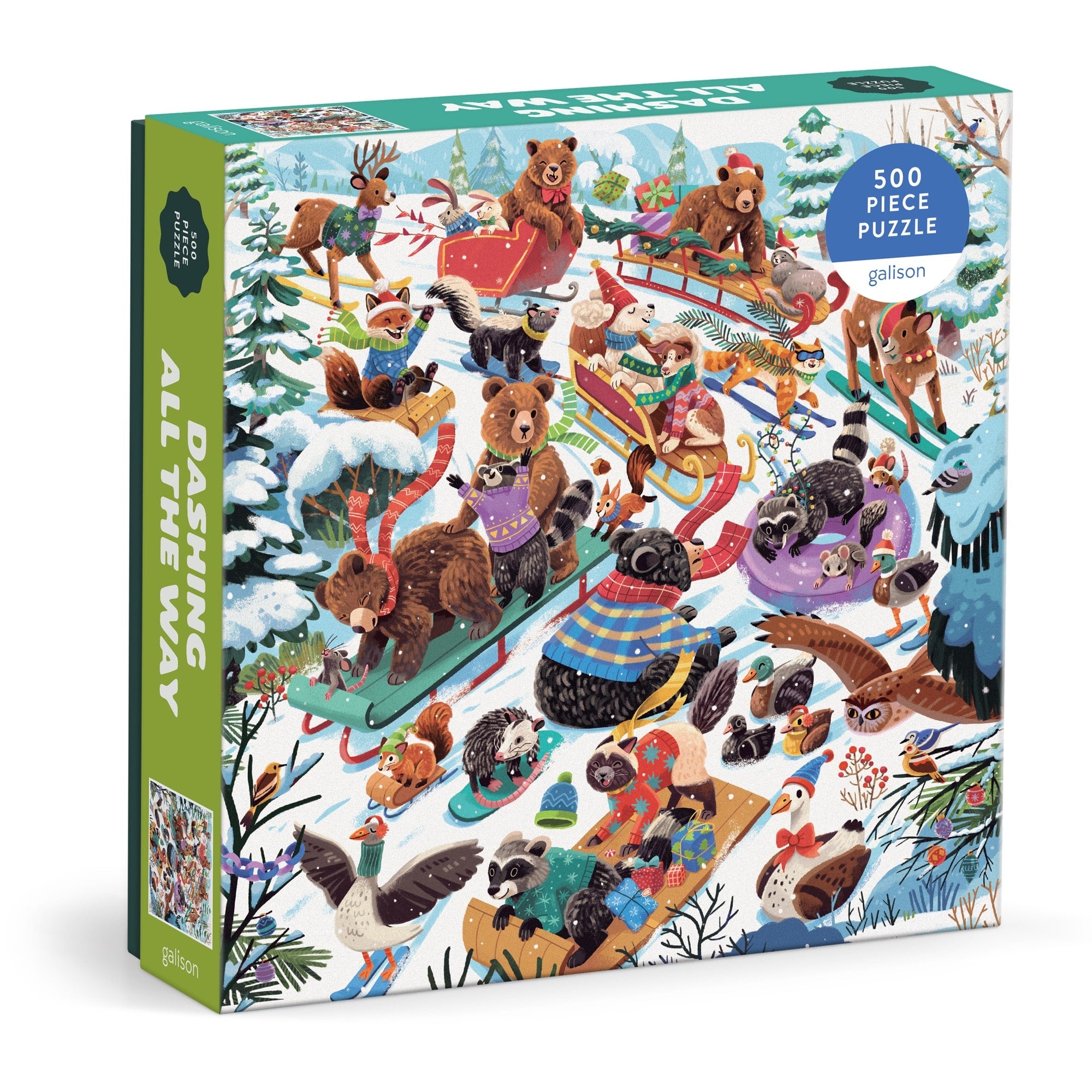 galison-dashing-all-the-way-500-teile-puzzle-winter image 1