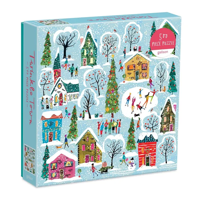 galison-twinkle-town-puzzle-500-teile-winterdorf-weihnachten image 1
