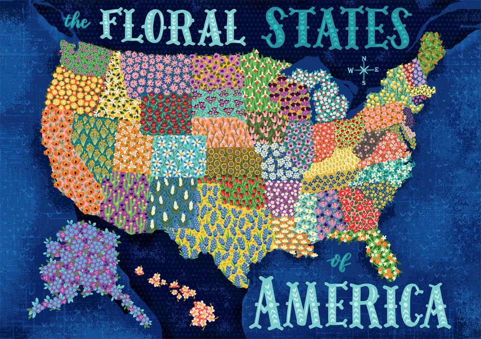 buffalo-games-floral-states-of-america-300-teile-puzzle-usa-blumen image 1