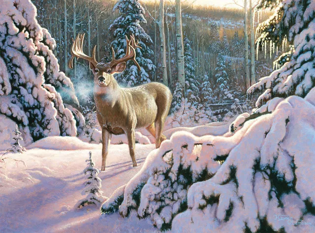 buffalo-games-walking-winter-wonderland-puzzle-1000-teile-hirsch image 1