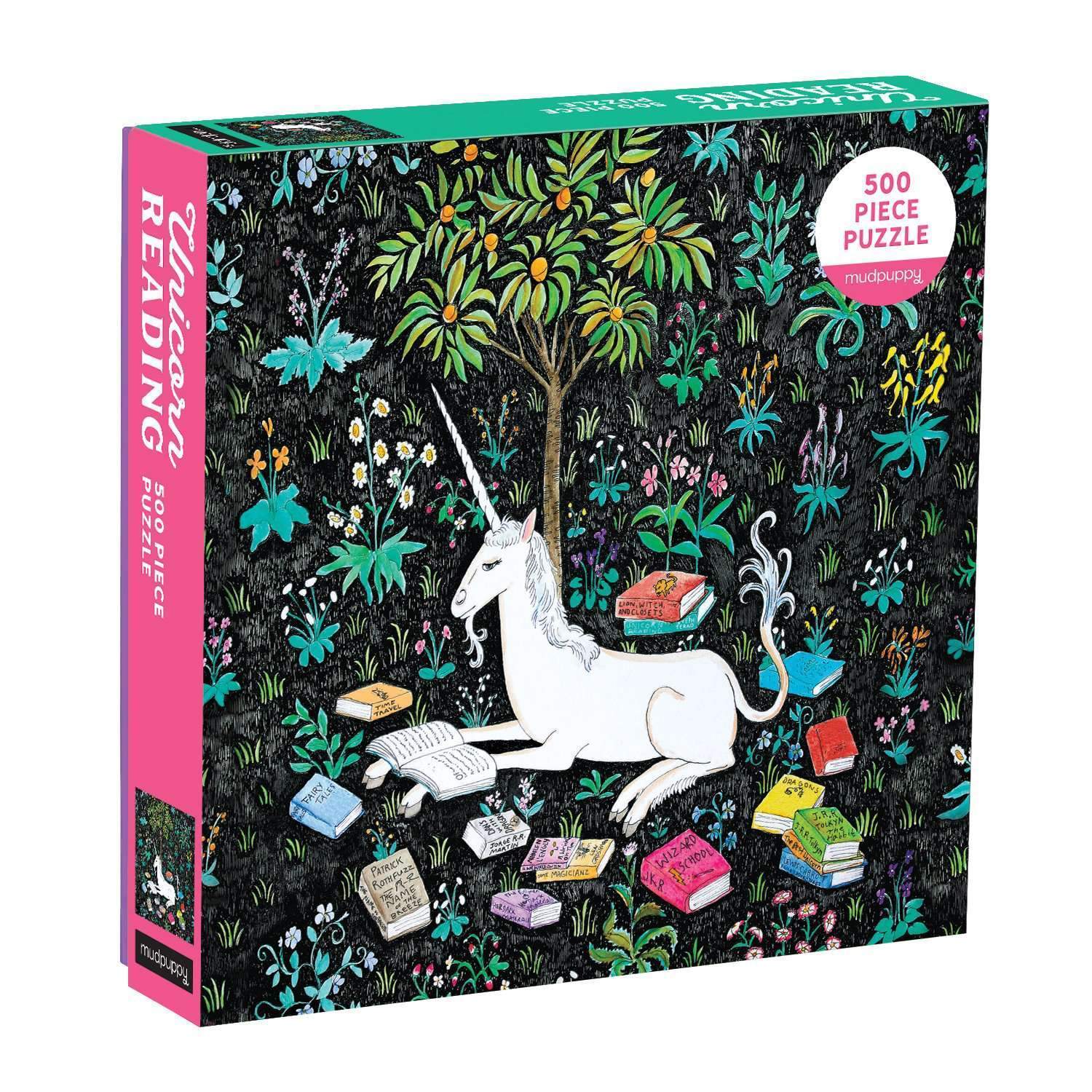 mudpuppy-unicorn-reading-familienpuzzle-500-teile-einhorn image 1