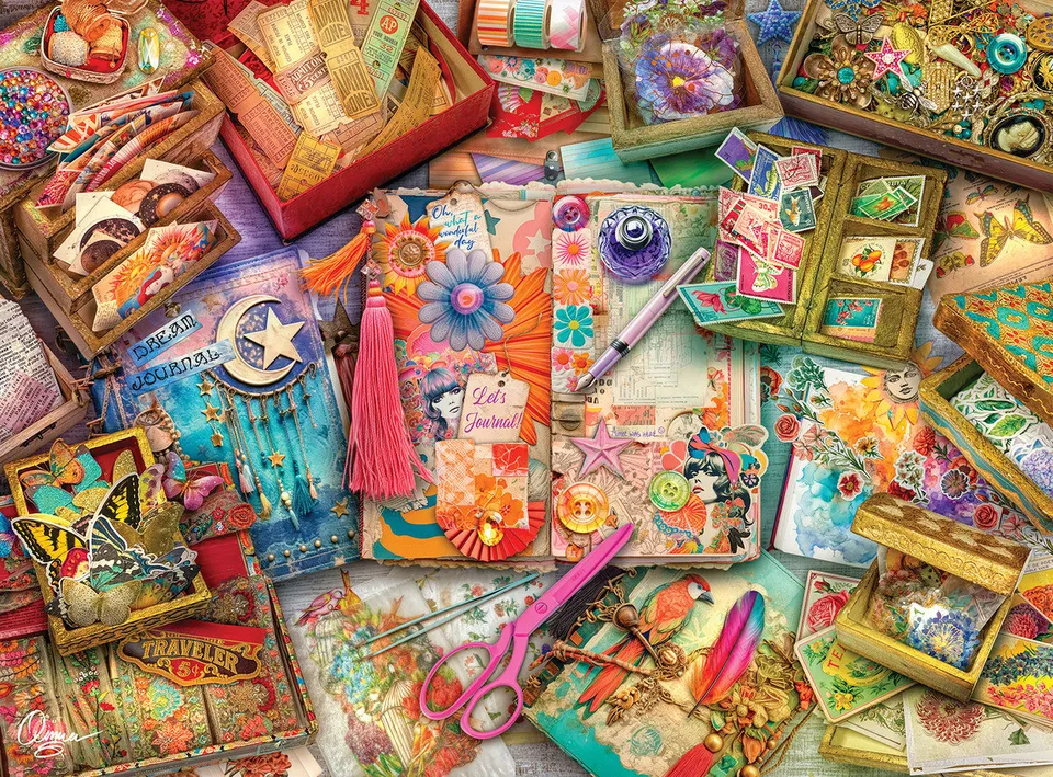buffalo-games-jigsaw-puzzles-junk-journalers-desk-1000-teile-puzzle image 1