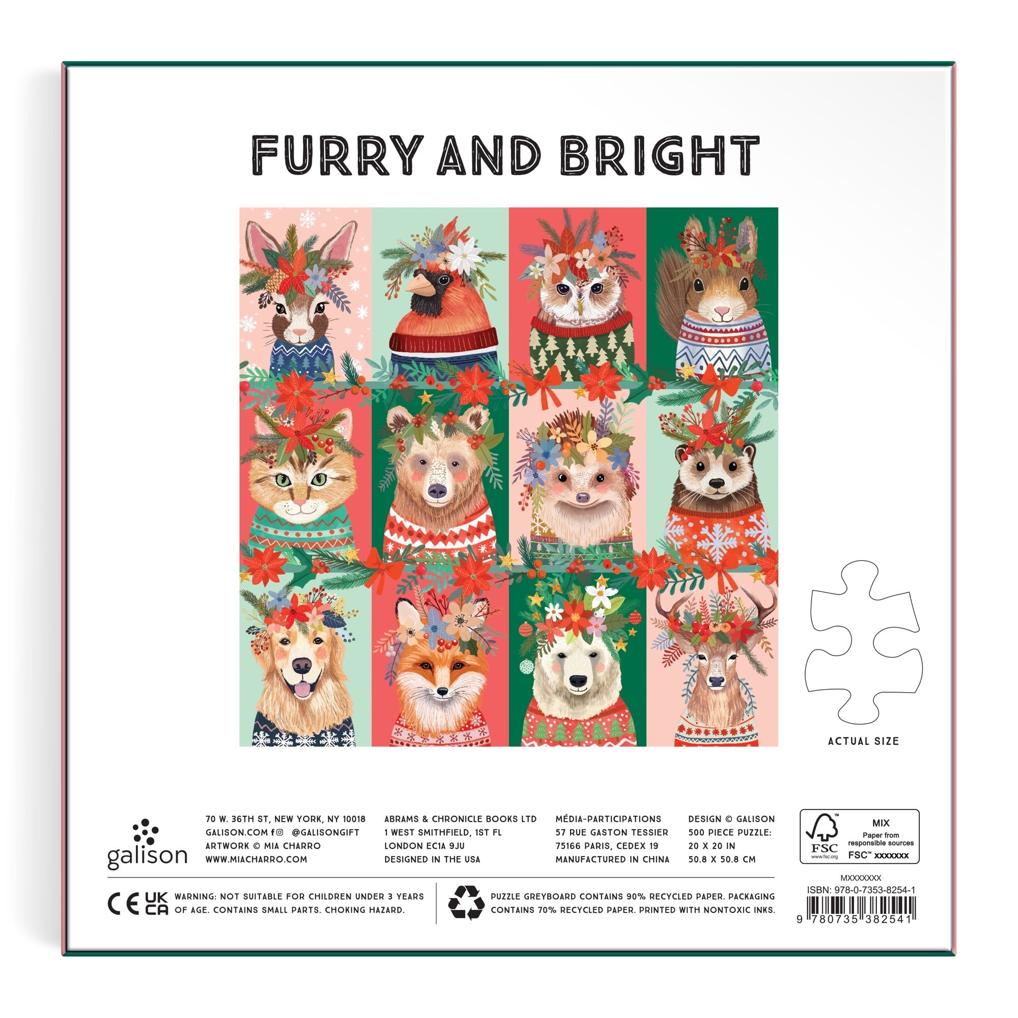 galison-furry-and-bright-puzzle-500-teile-tiere image 5