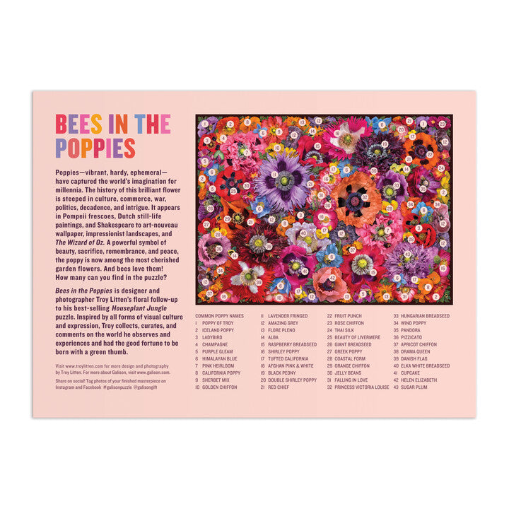 galison-troy-litten-bees-in-the-poppies-puzzle-1000-teile-blumen image 5