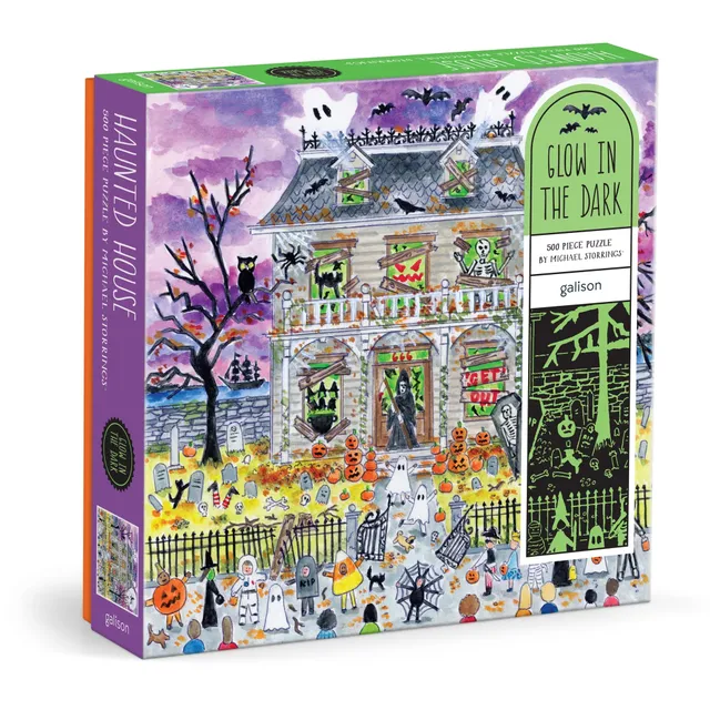 galison-haunted-house-500-teile-puzzle-glow-halloween image 1