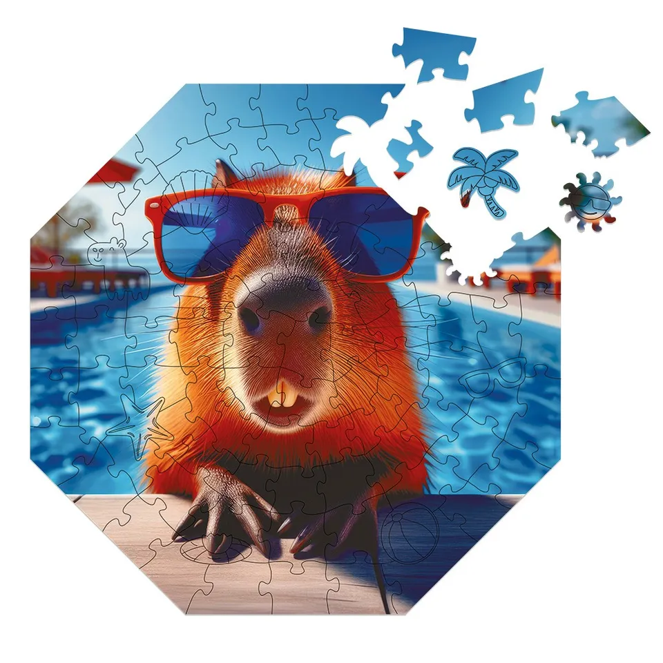 milliwood-funnymals-capybara-swimpybara-holzpuzzle-90-teile image 1