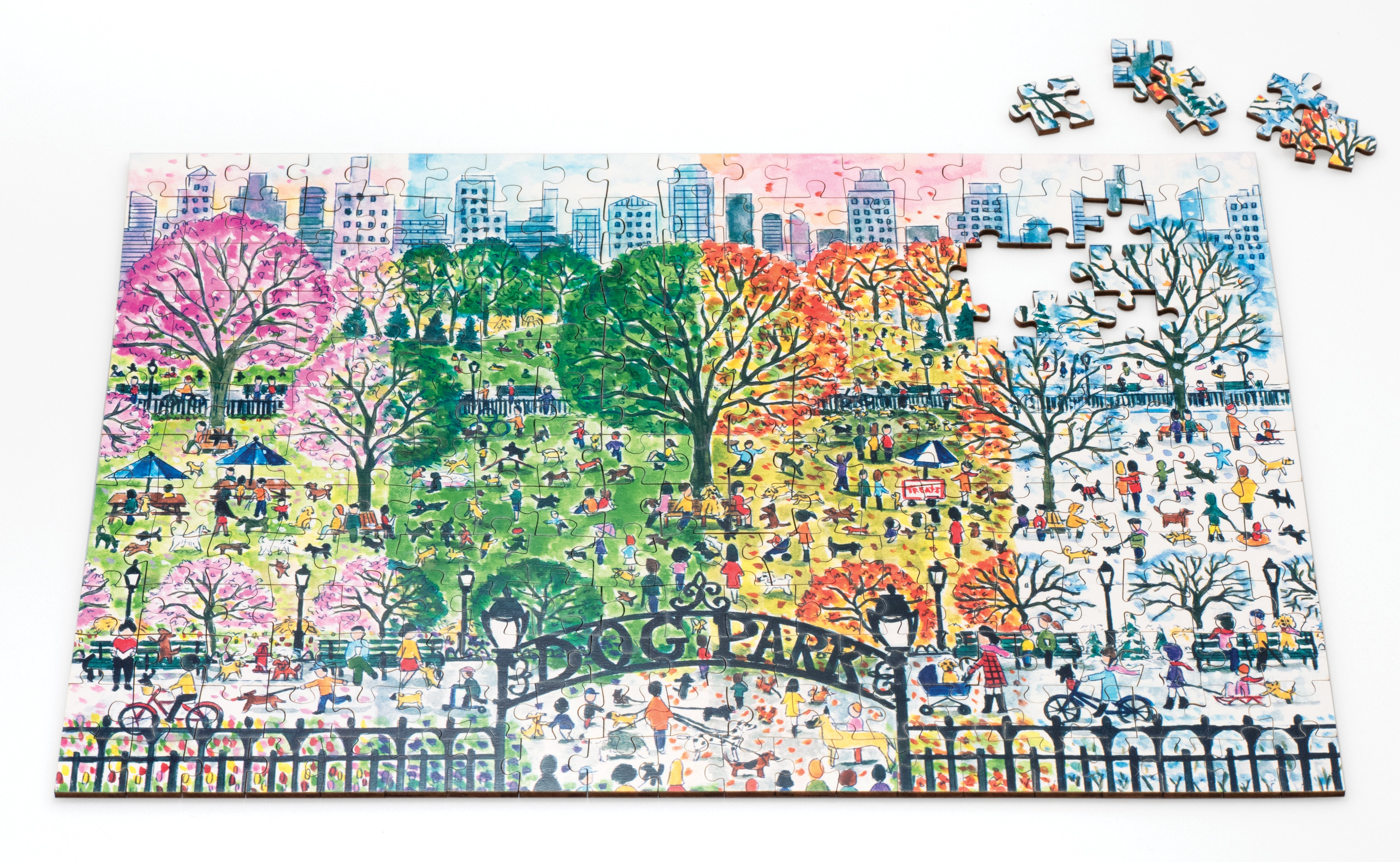 galison-dog-park-250-teile-holzpuzzle-jahreszeiten image 3