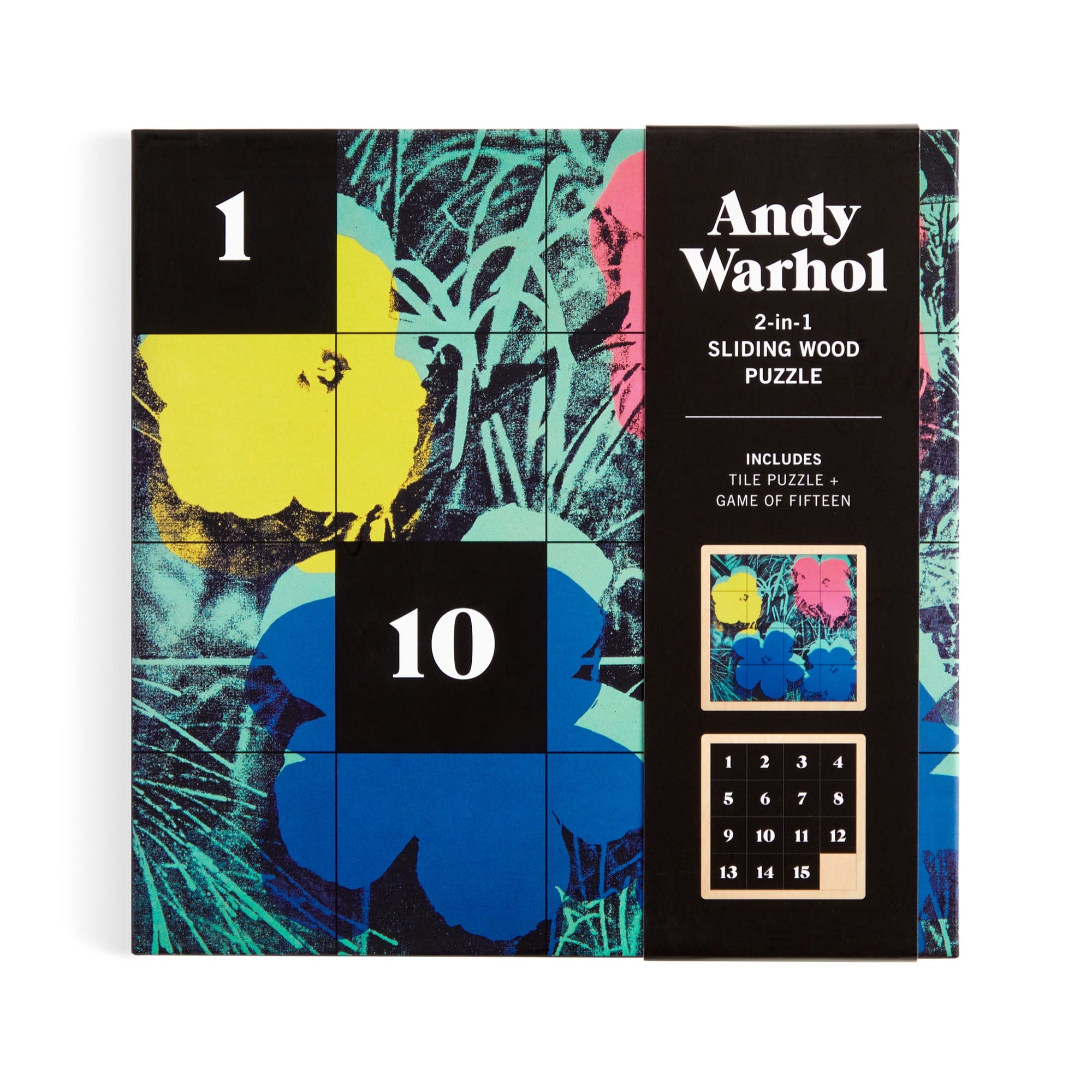galison-andy-warhol-flowers-2-in-1-holzpuzzle-schiebepuzzle-16-teile image 2