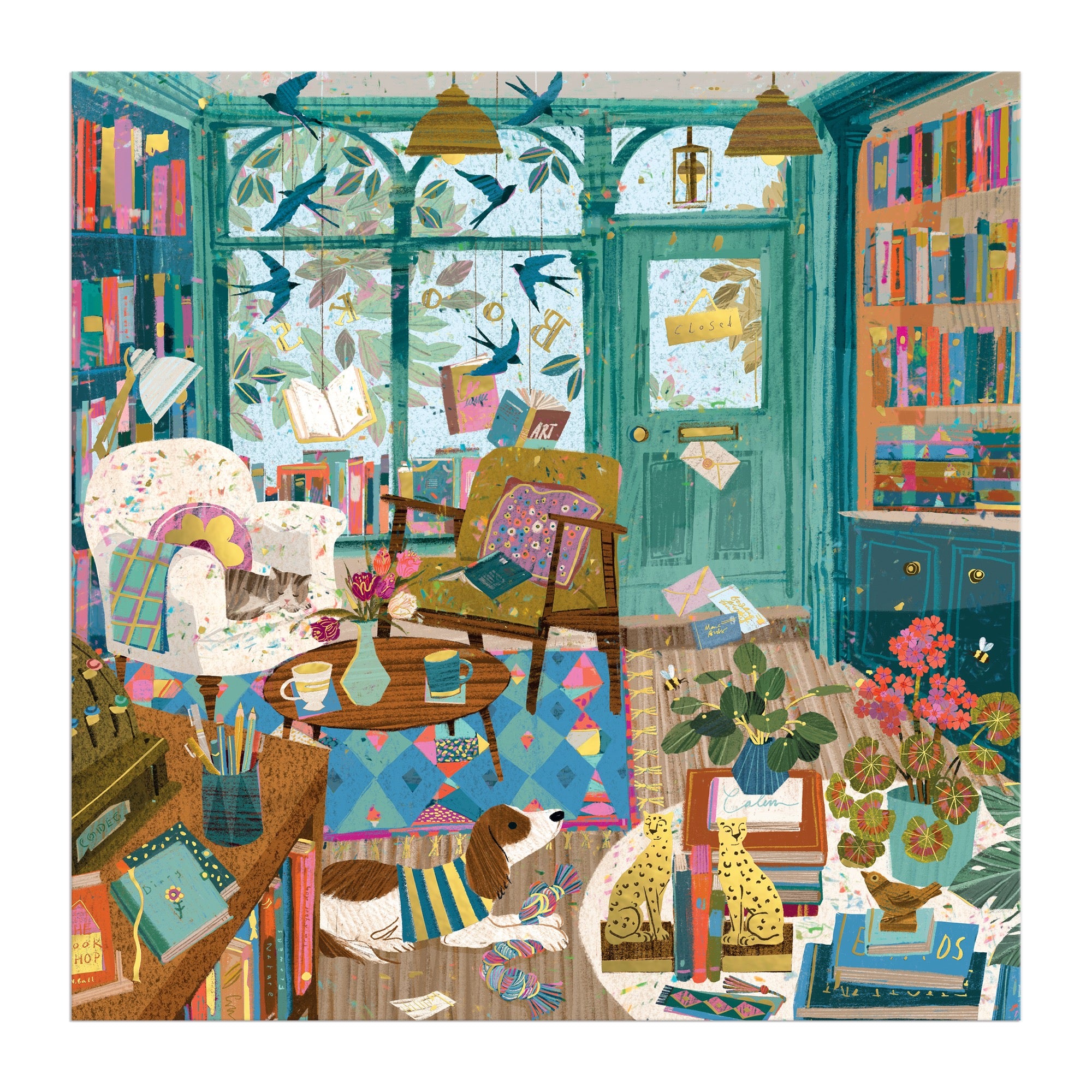 galison-bookshop-afternoon-foil-puzzle-500-teile-buchladen image 5