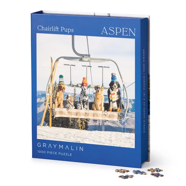 galison-gray-malin-aspen-puzzle-1000-teile-hunde-skilift image 1