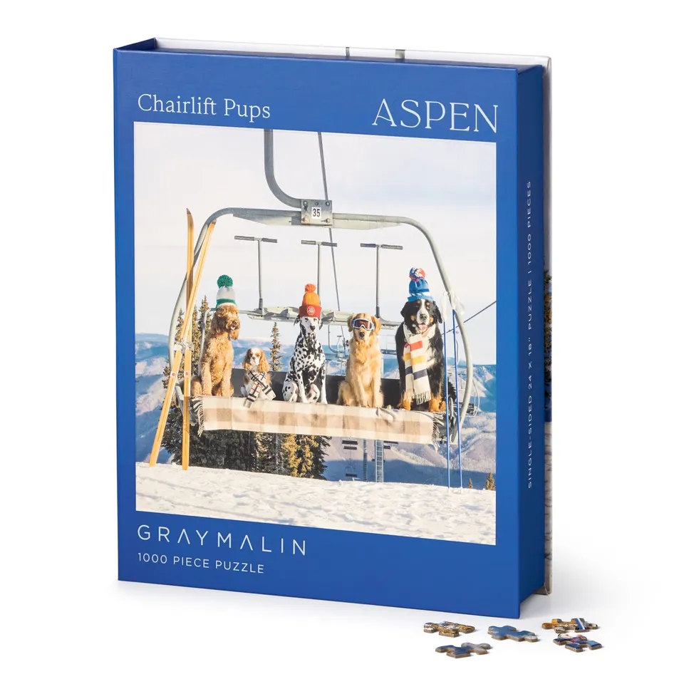 galison-gray-malin-aspen-puzzle-1000-teile-hunde-skilift image 1