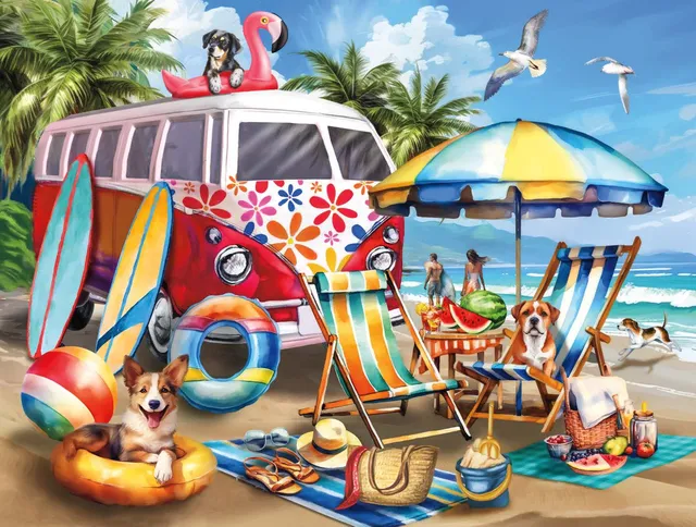 buffalo-games-dog-days-of-summer-750-teile-puzzle-hunde image 1