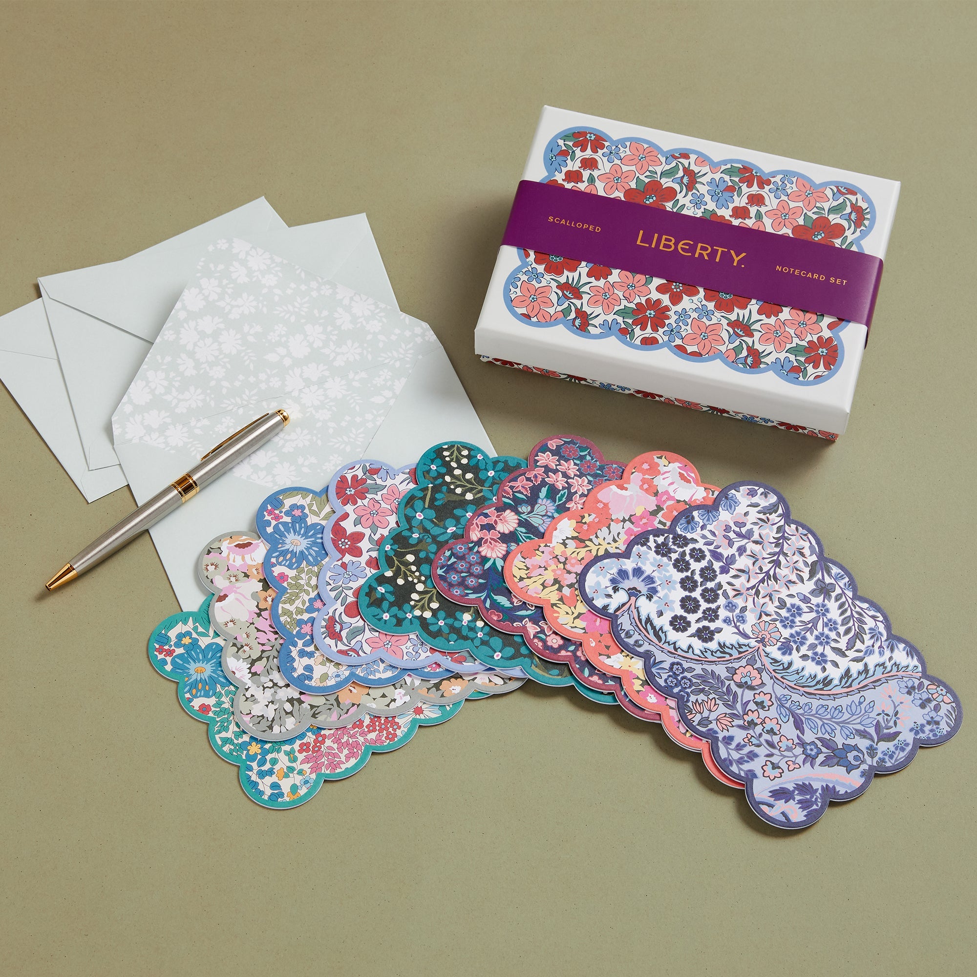 galison-liberty-scalloped-notecard-set-gruszkarten-8er-blumen image 1