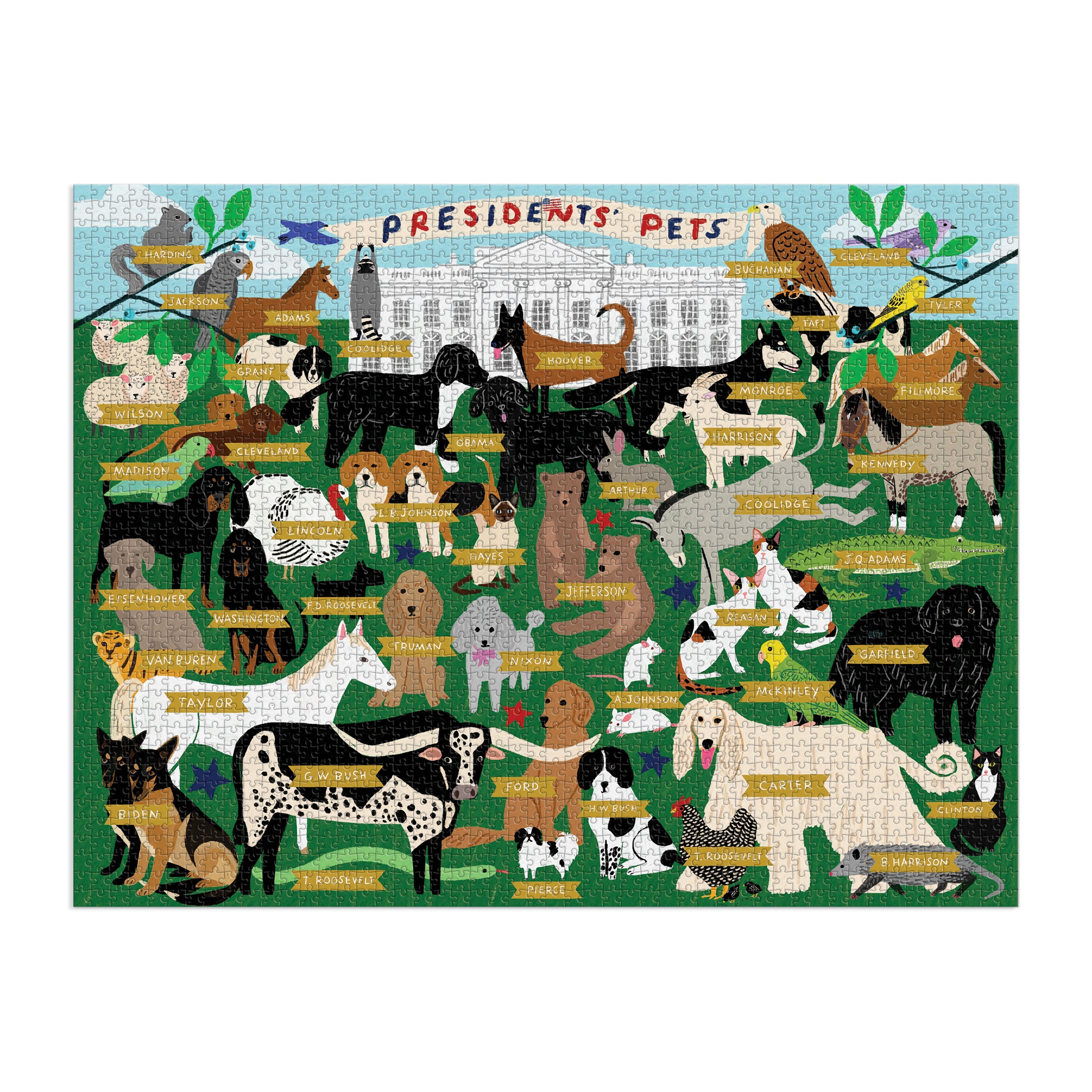 galison-presidents-pets-2000-teile-puzzle-haustiere image 2