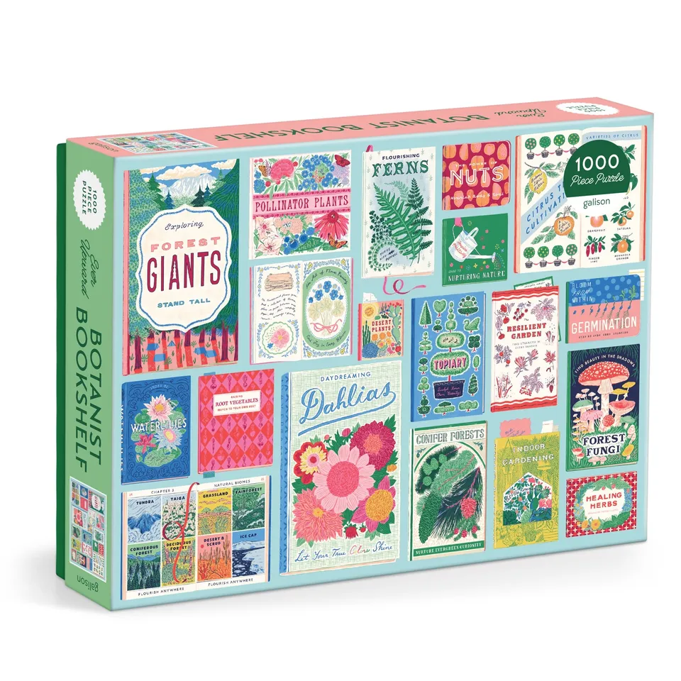 galison-ever-upward-botanist-bookshelf-puzzle-1000-teile-blumen image 1