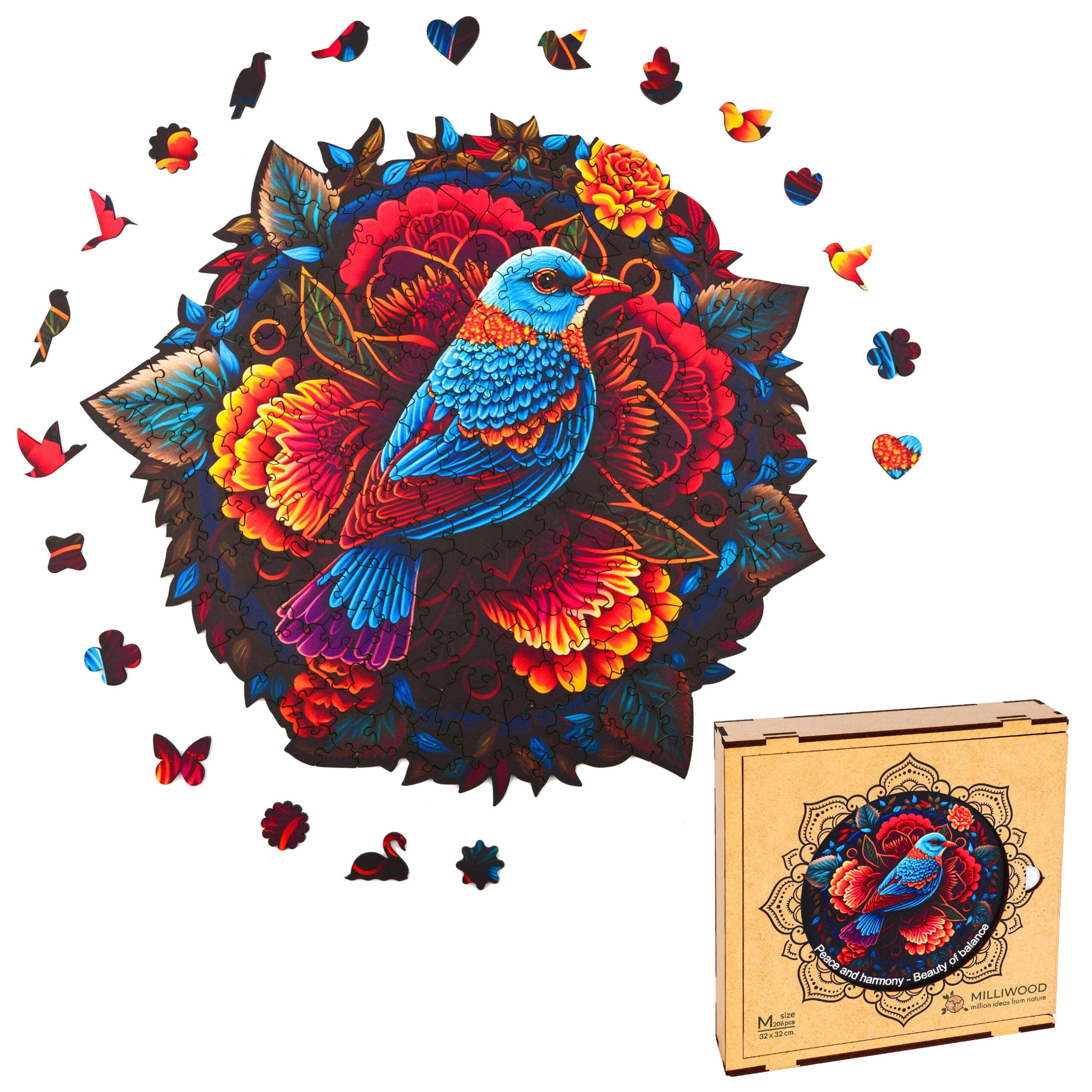 milliwood-peace-and-harmony-vogel-mandala-holzpuzzle-206-teile image 6