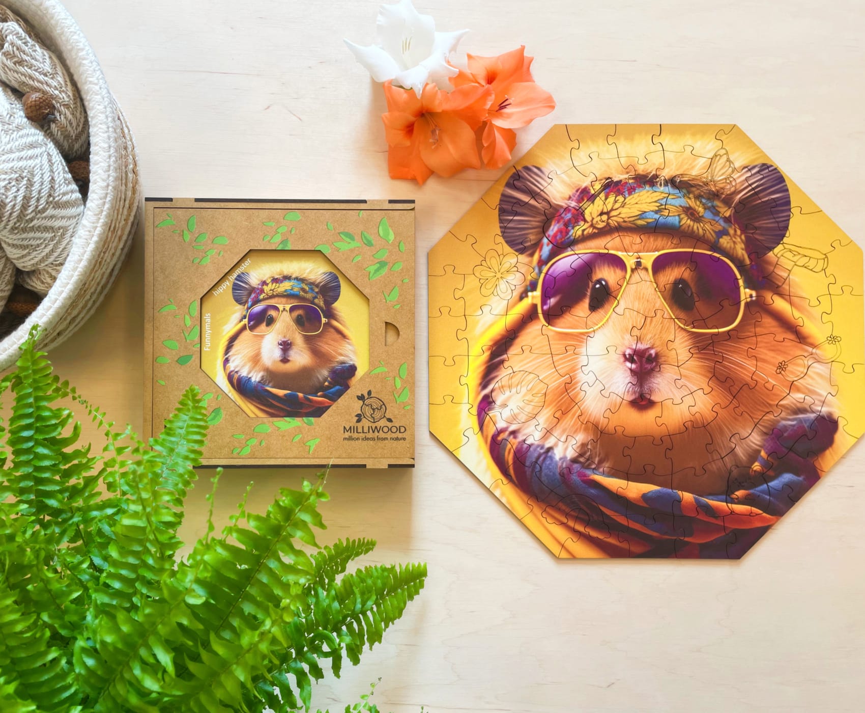 milliwood-funnymals-hippy-hamster-holzpuzzle-90-teile image 4