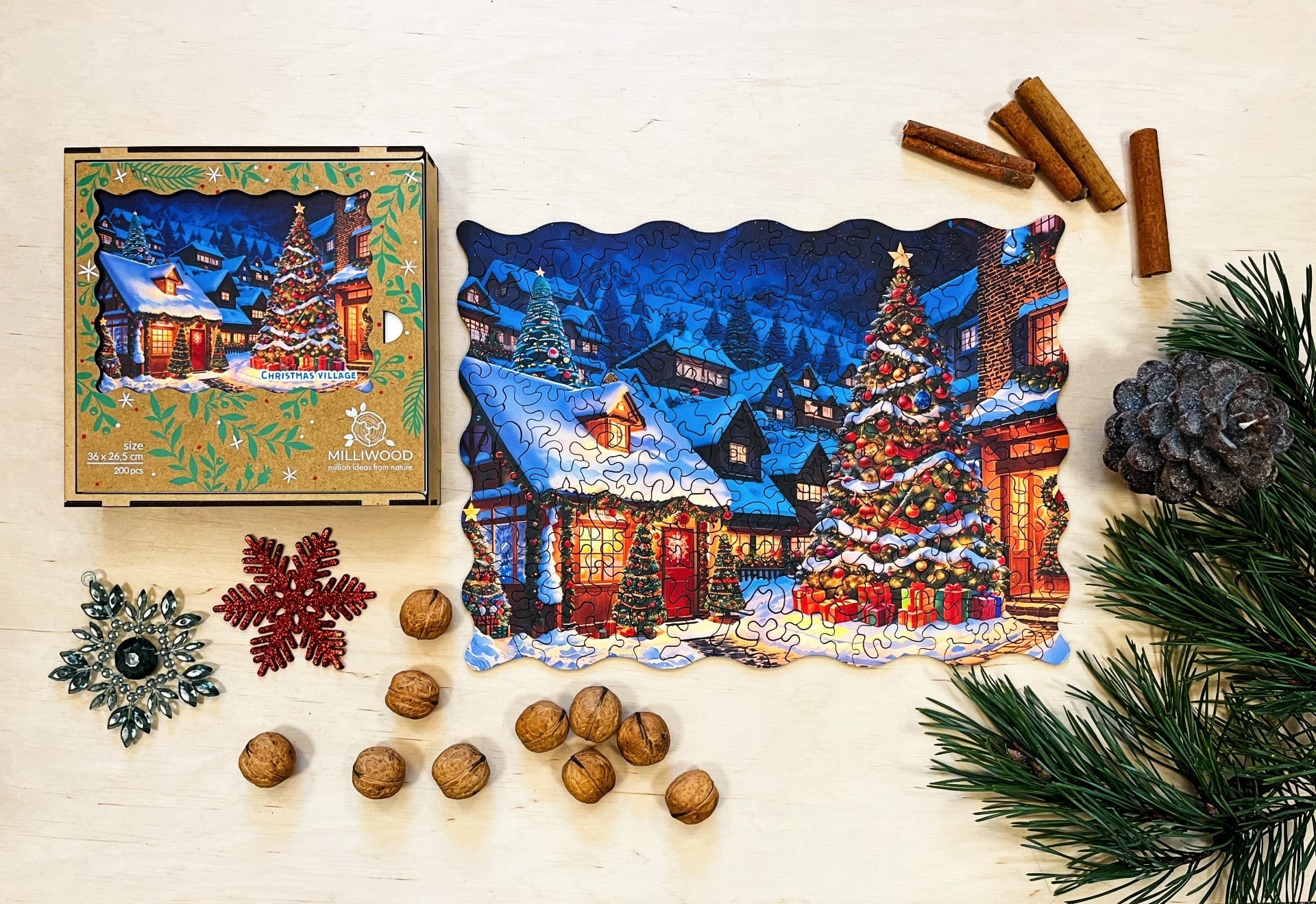 milliwood-christmas-weihnachtsdorf-holzpuzzle-200-teile-deko image 4