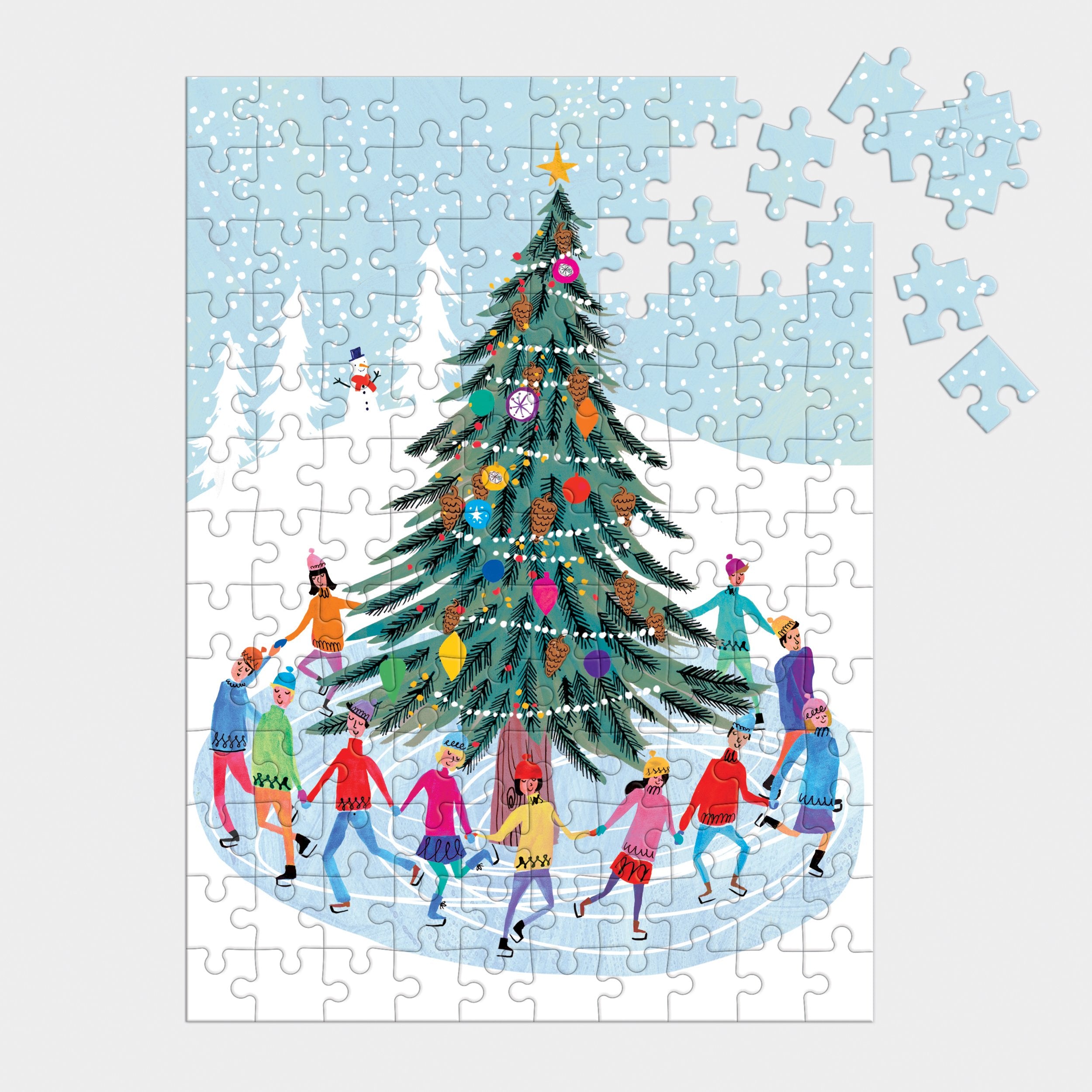 galison-tree-skaters-puzzle-ornament-130-teile-weihnachten image 3