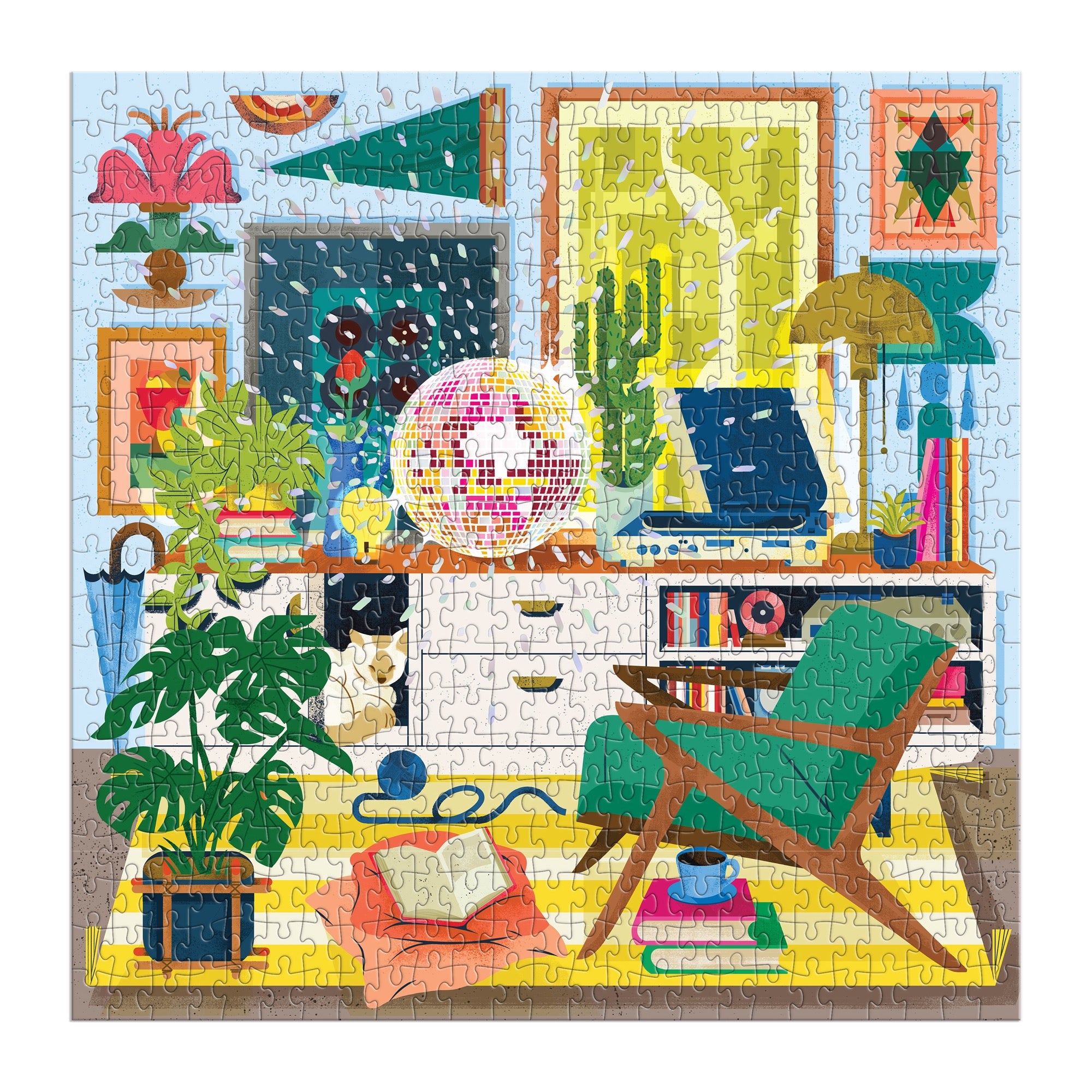 galison-disco-life-500-teile-foil-puzzle-retro-wohnzimmer image 4
