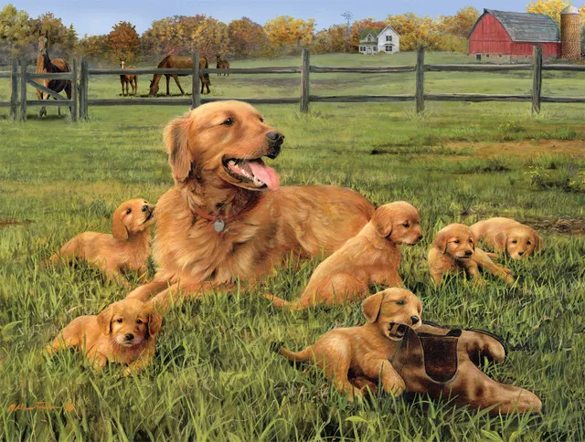 buffalo-games-dog-days-glorious-goldens-puzzle-750-teile-hunde image 1
