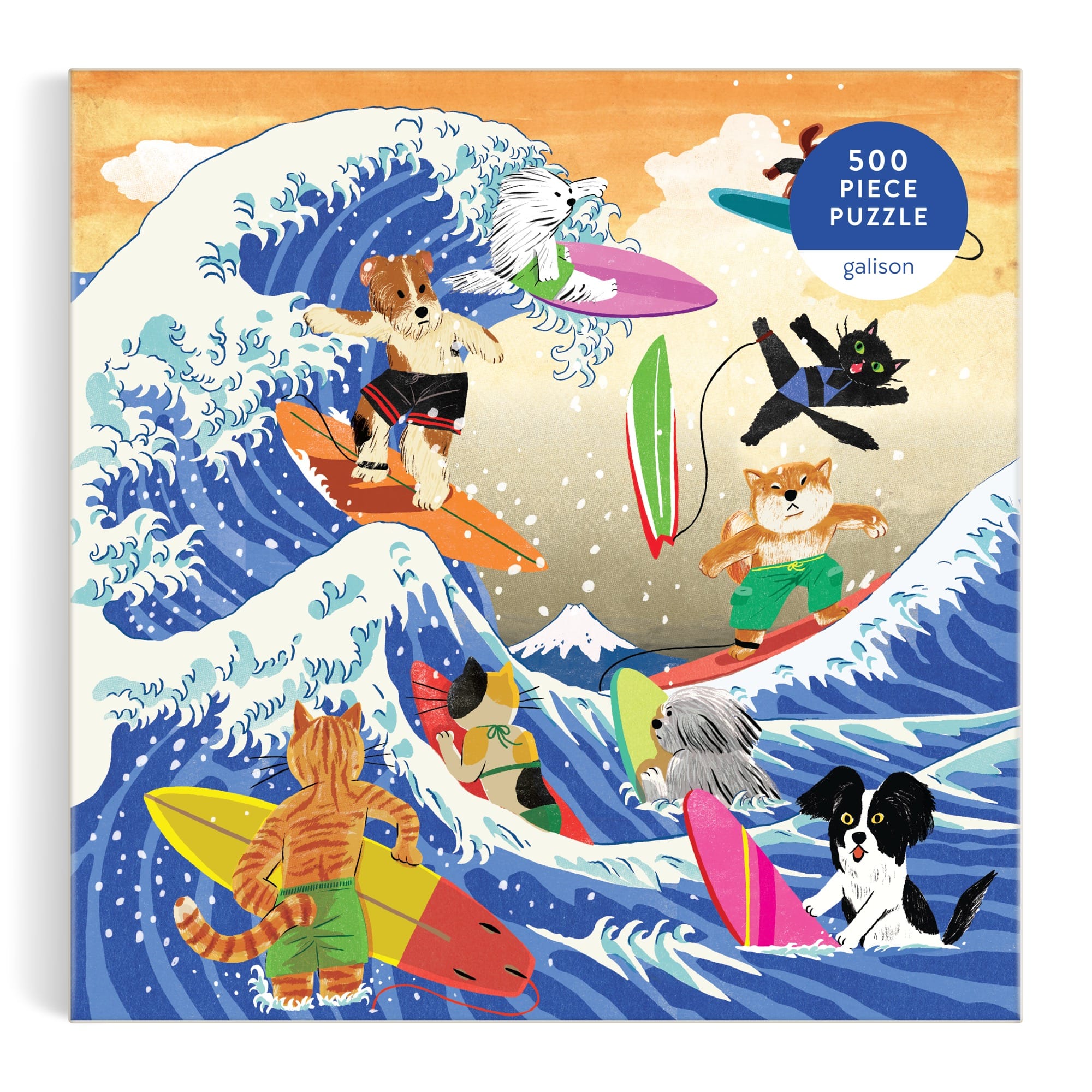 galison-the-great-surf-puzzle-500-teile-katzen-surfen-50cm image 2