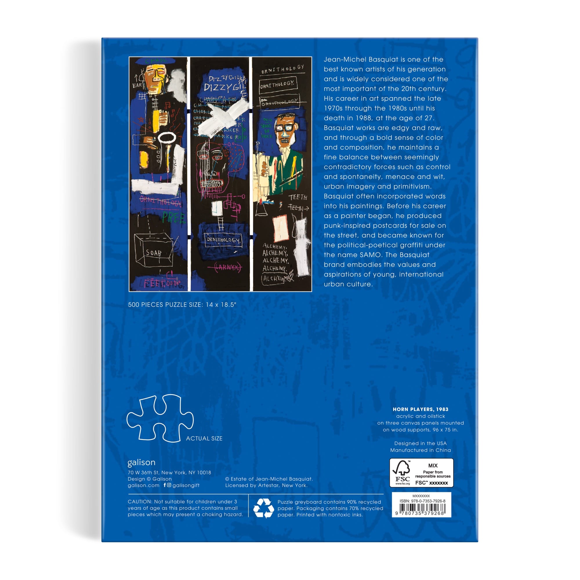 galison-basquiat-horn-players-500-teile-puzzle-buchbox-kunst image 7
