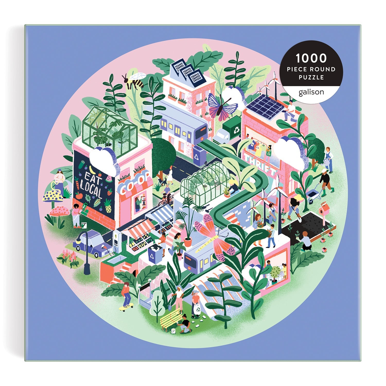 galison-green-city-1000-teile-puzzle-rund-63-5-cm image 2