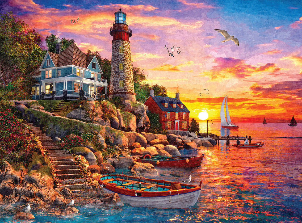 buffalo-games-sunset-at-lighthouse-bay-puzzle-1000-teile-leuchtturm image 1