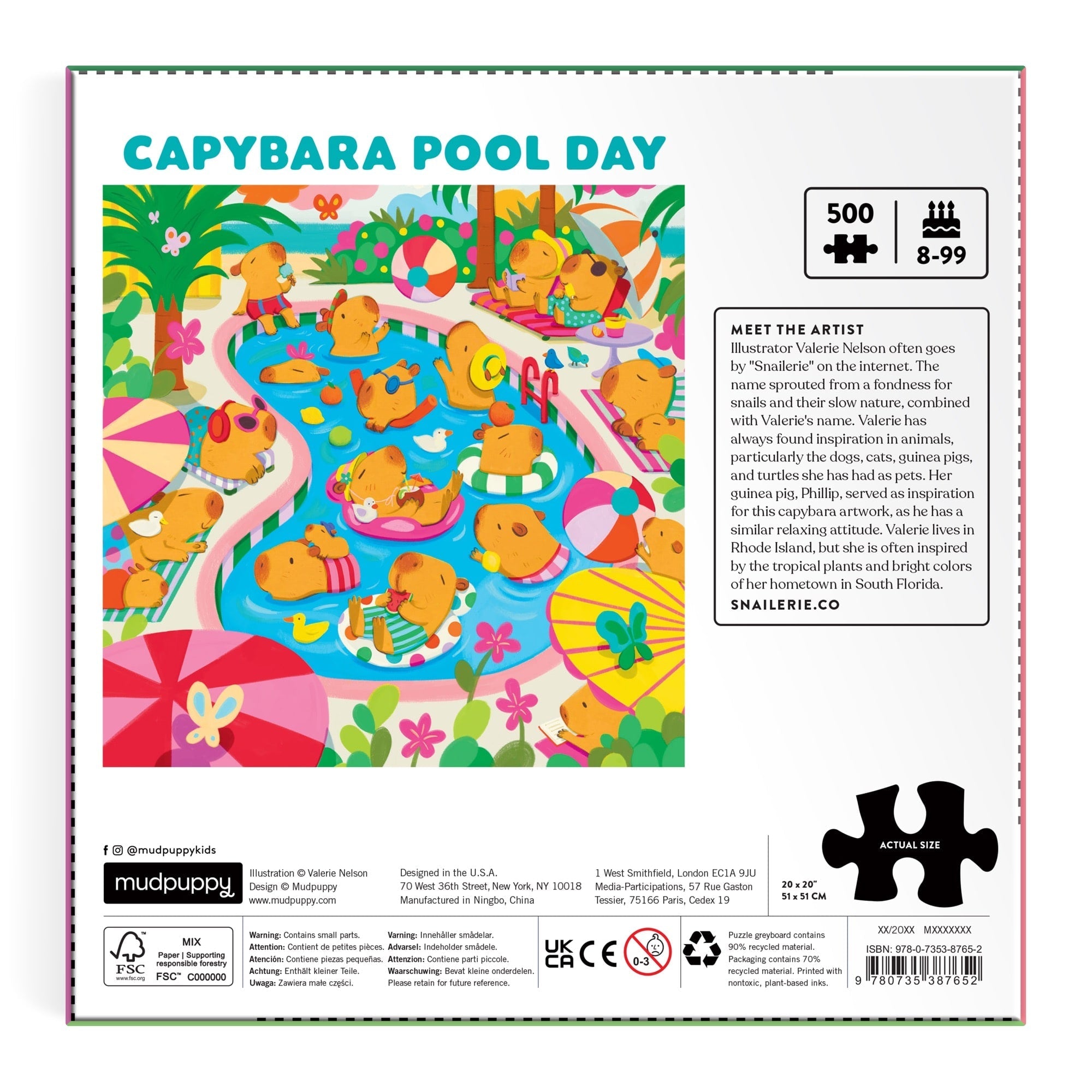 galison-capybara-pool-day-puzzle-500-teile-familienpuzzle image 6