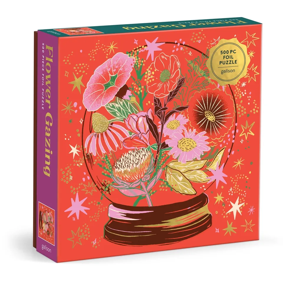 galison-flower-gazing-500-teile-puzzle-mit-goldfolie image 1