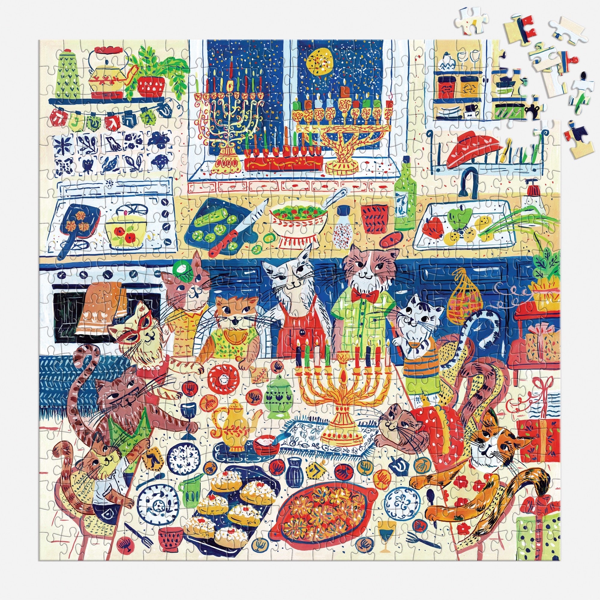 galison-happy-hanukcats-500-teile-puzzle-katzen-festtage image 4