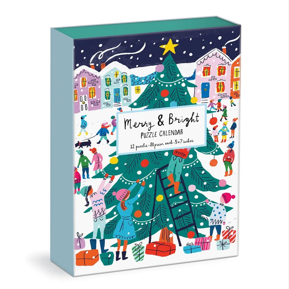 galison-merry-and-bright-adventskalender-puzzle-12x80-weihnachten image 1