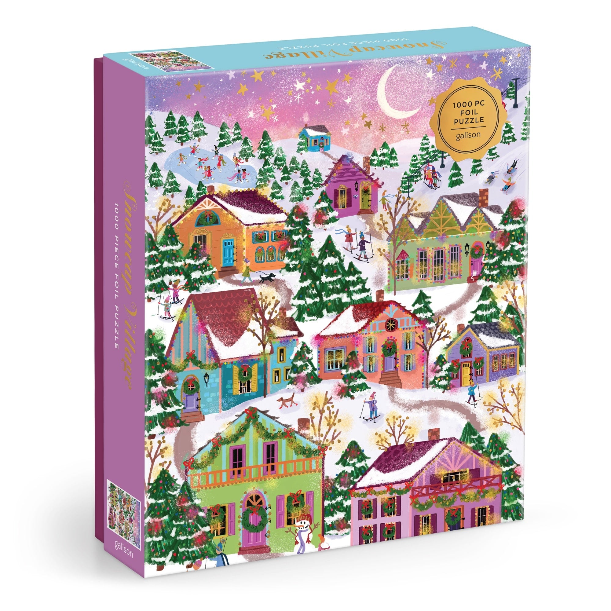 galison-snowcap-village-puzzle-1000-teile-winter-foil image 1