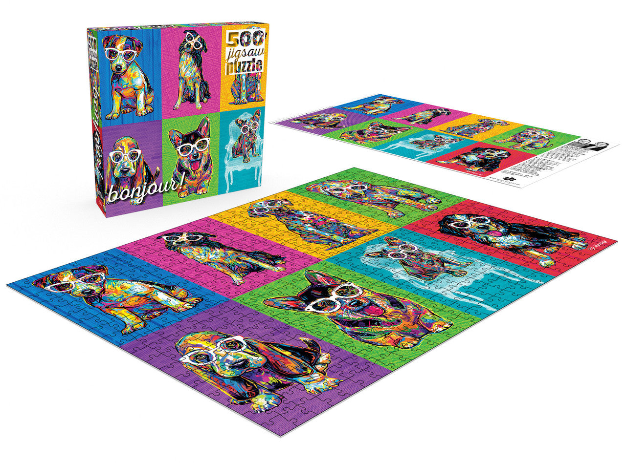 buffalo-games-bonjour-colorblock-dogs-puzzle-500-teile-hunde image 3