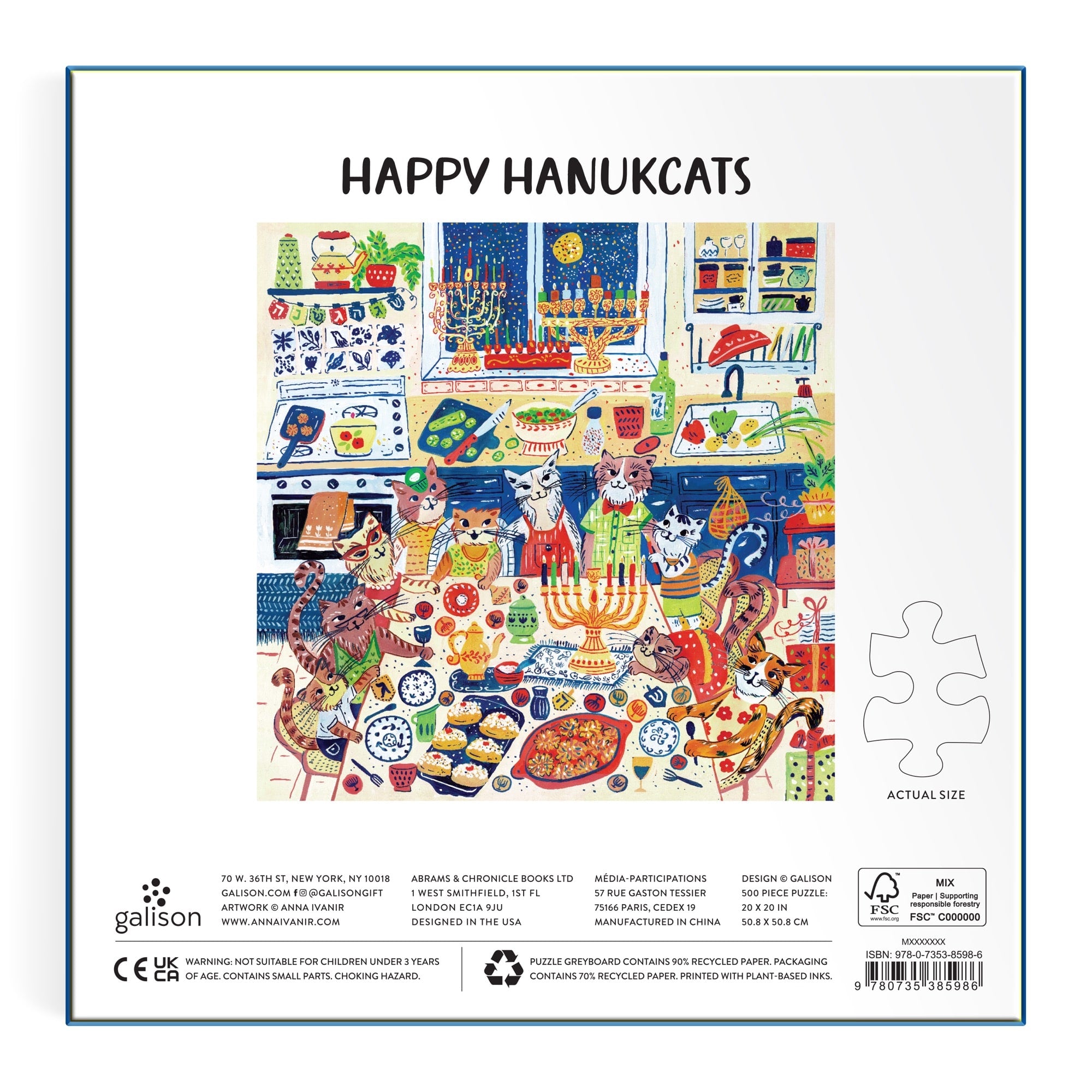 galison-happy-hanukcats-500-teile-puzzle-katzen-festtage image 6