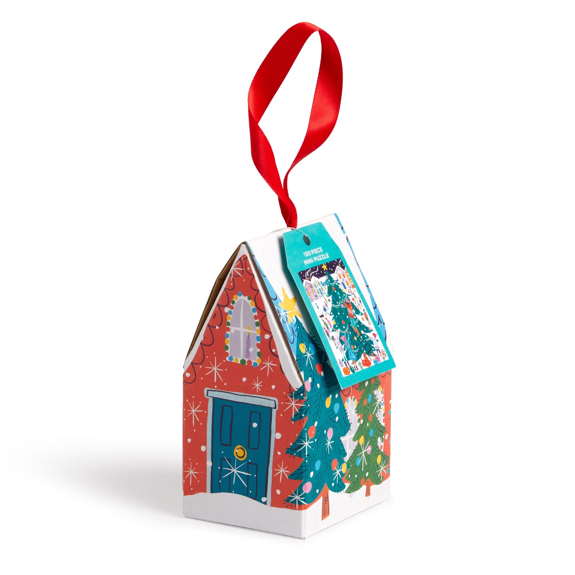 galison-tree-decorating-puzzle-ornament-mini-puzzle-130-teile-hausform image 1