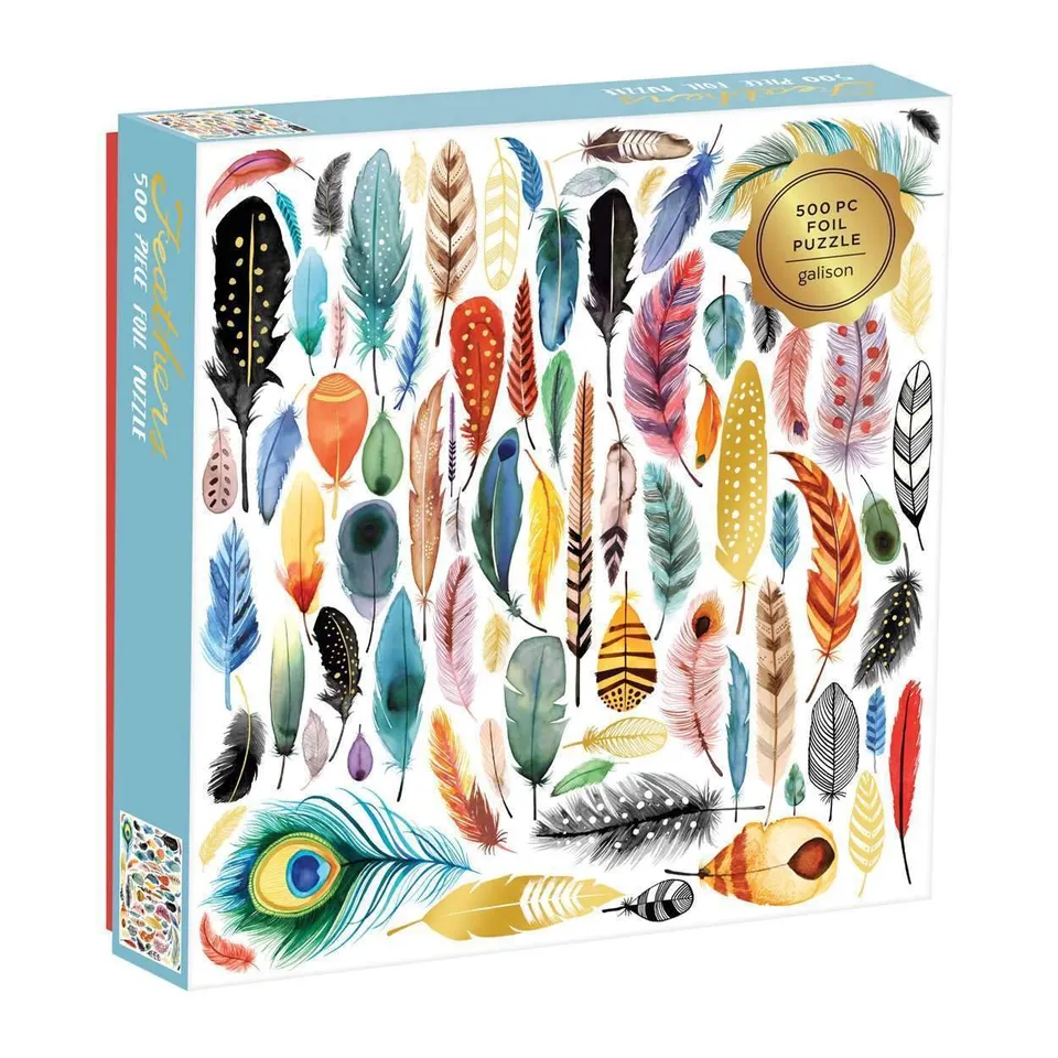 galison-arrows-feathers-500-teile-puzzle-mit-goldfolie image 1