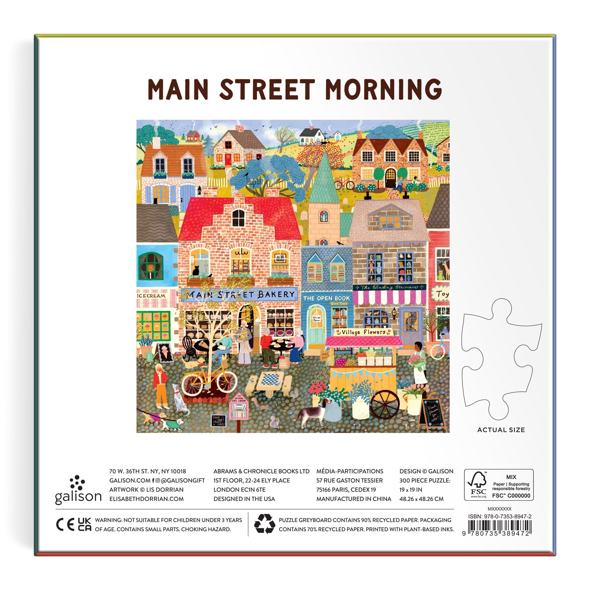 galison-main-street-morning-300-teile-puzzle-stadt image 6