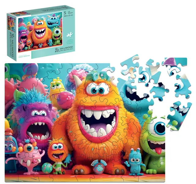 milliwood-dream-team-kudlate-potworki-holzpuzzle-50-teile-monster image 1