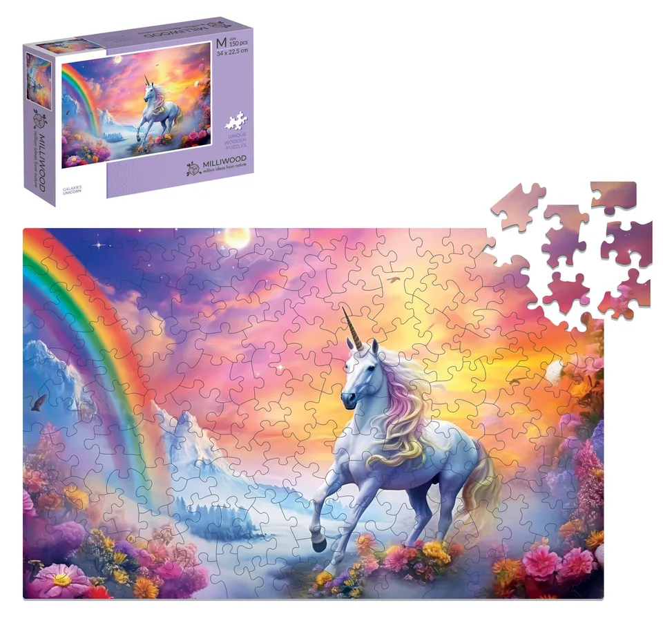 milliwood-galaxies-einhorn-holzpuzzle-150-teile-wiese image 1